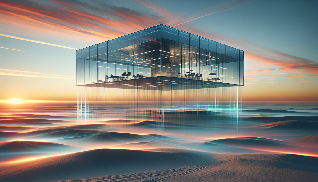 floating showroom pavilion metaphor for selling buildings like Tesla