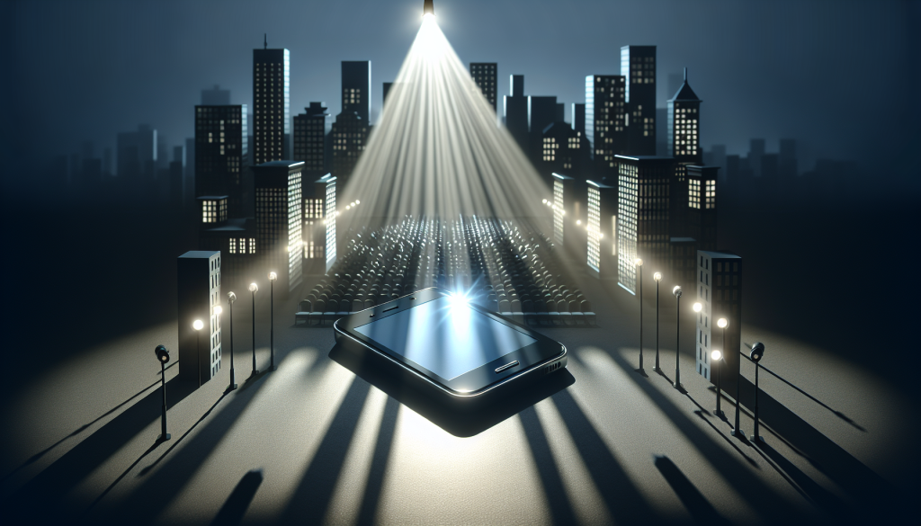 PropTech innovation theater with phone under spotlights